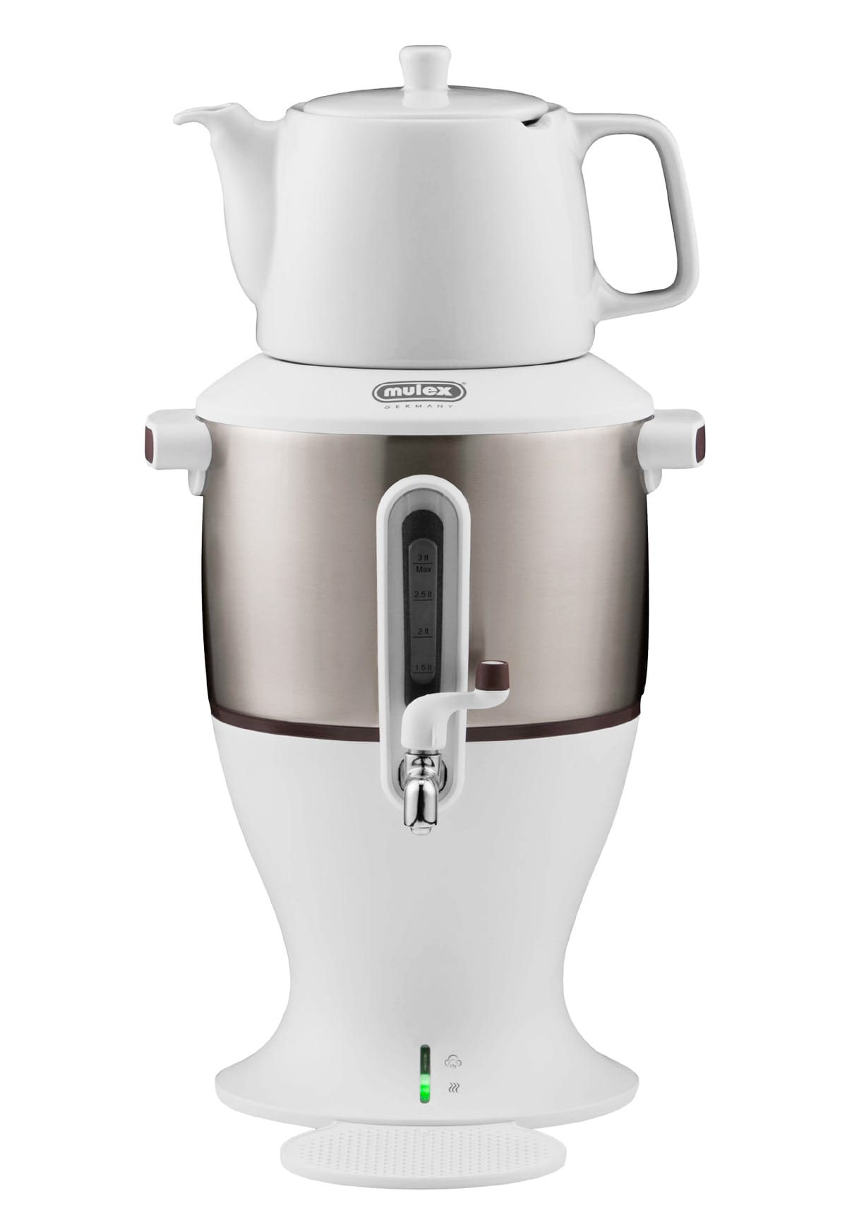 Samowar Mulex Teekocher weiss 3 Liter, Porzellankanne